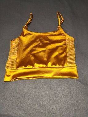 Heart Hips Metallic Gold Satin & Mesh Cami